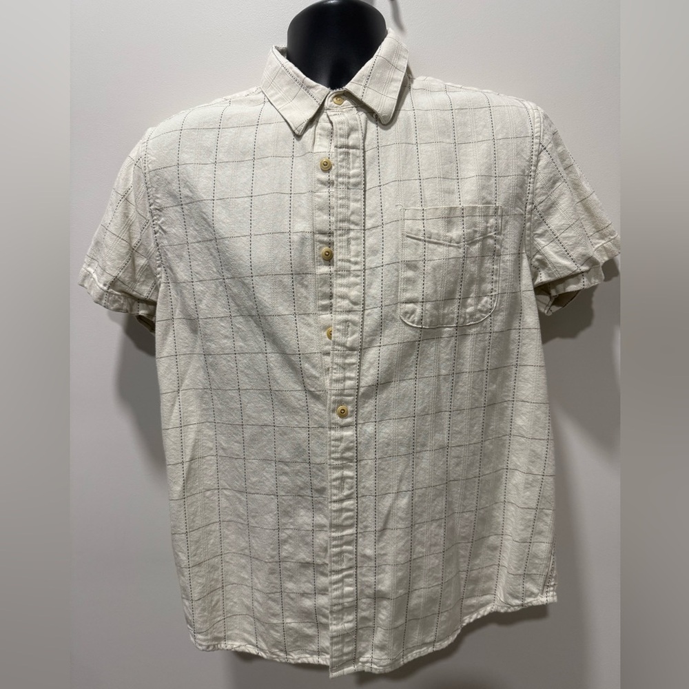 Lucky Brand Men's Beige Checkered Button Down Shirt